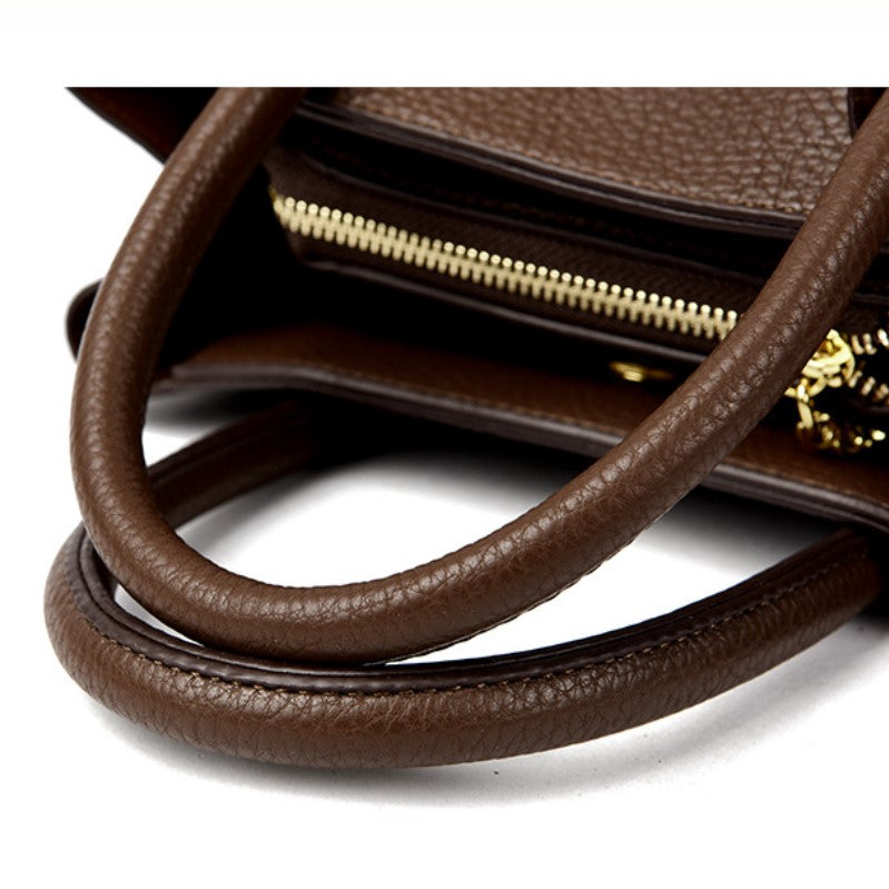 Retro PU Leather Large Capacity Commuter Handbag for Women