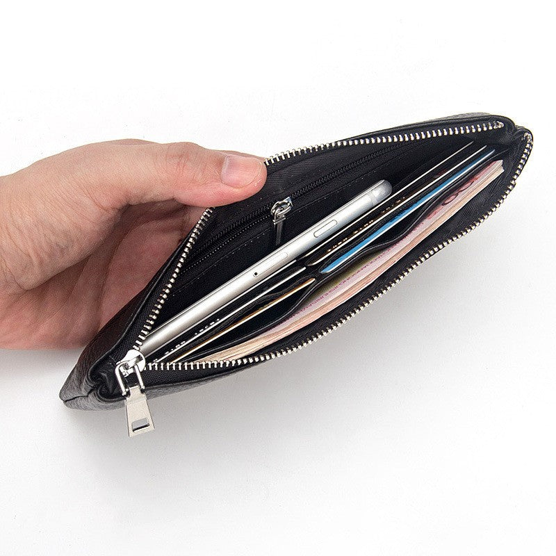 Men’s Genuine Leather Long Zipper Wallet