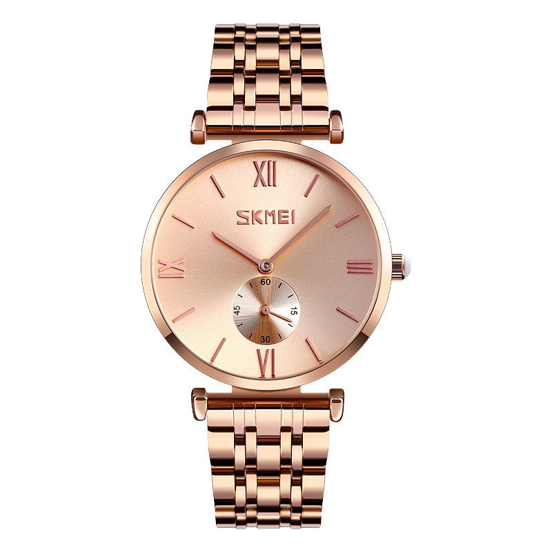 Elegant Slim Dial Steel Quartz Watch for Women