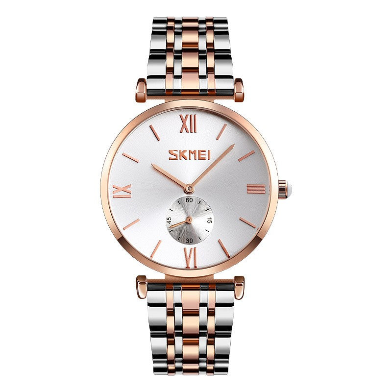Elegant Slim Dial Steel Quartz Watch for Women