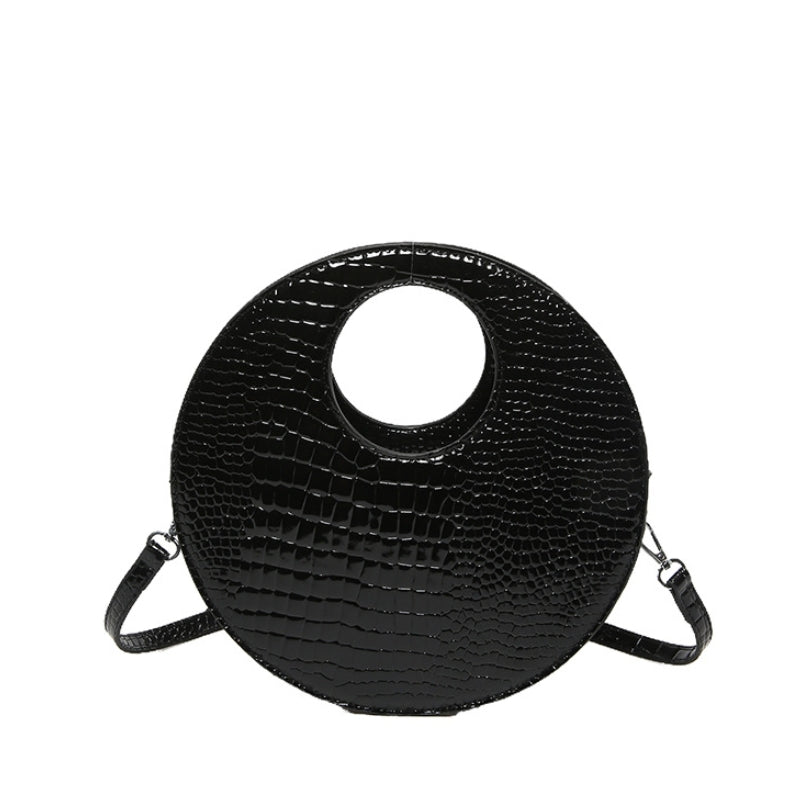 Circular Croc Embossed Handbag