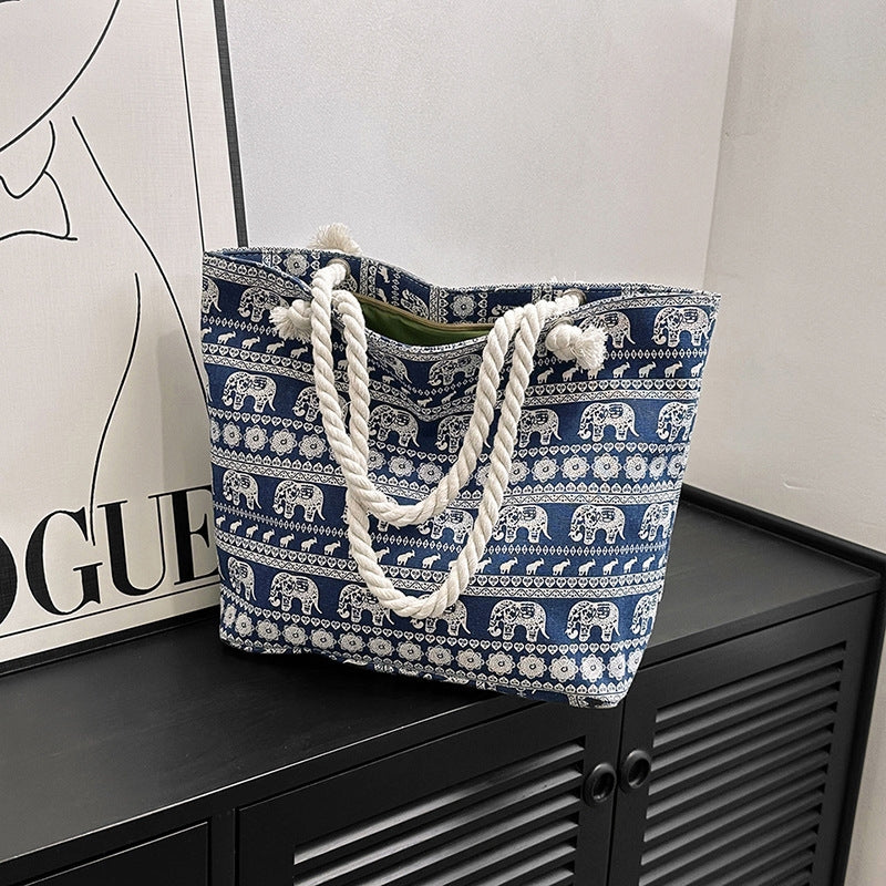 Women's Tropical Leaf Print Tote Bag