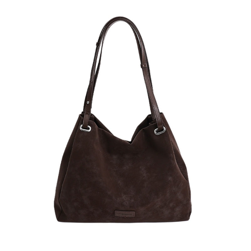 Women's Large Suede-Texture Slouchy Shoulder Bag