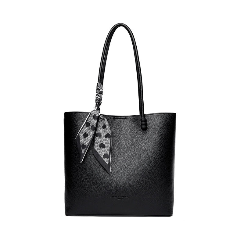 Graceful Scarf-Accent Vegan Shoulder Bag
