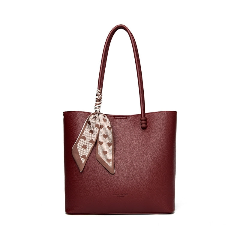 Graceful Scarf-Accent Vegan Shoulder Bag