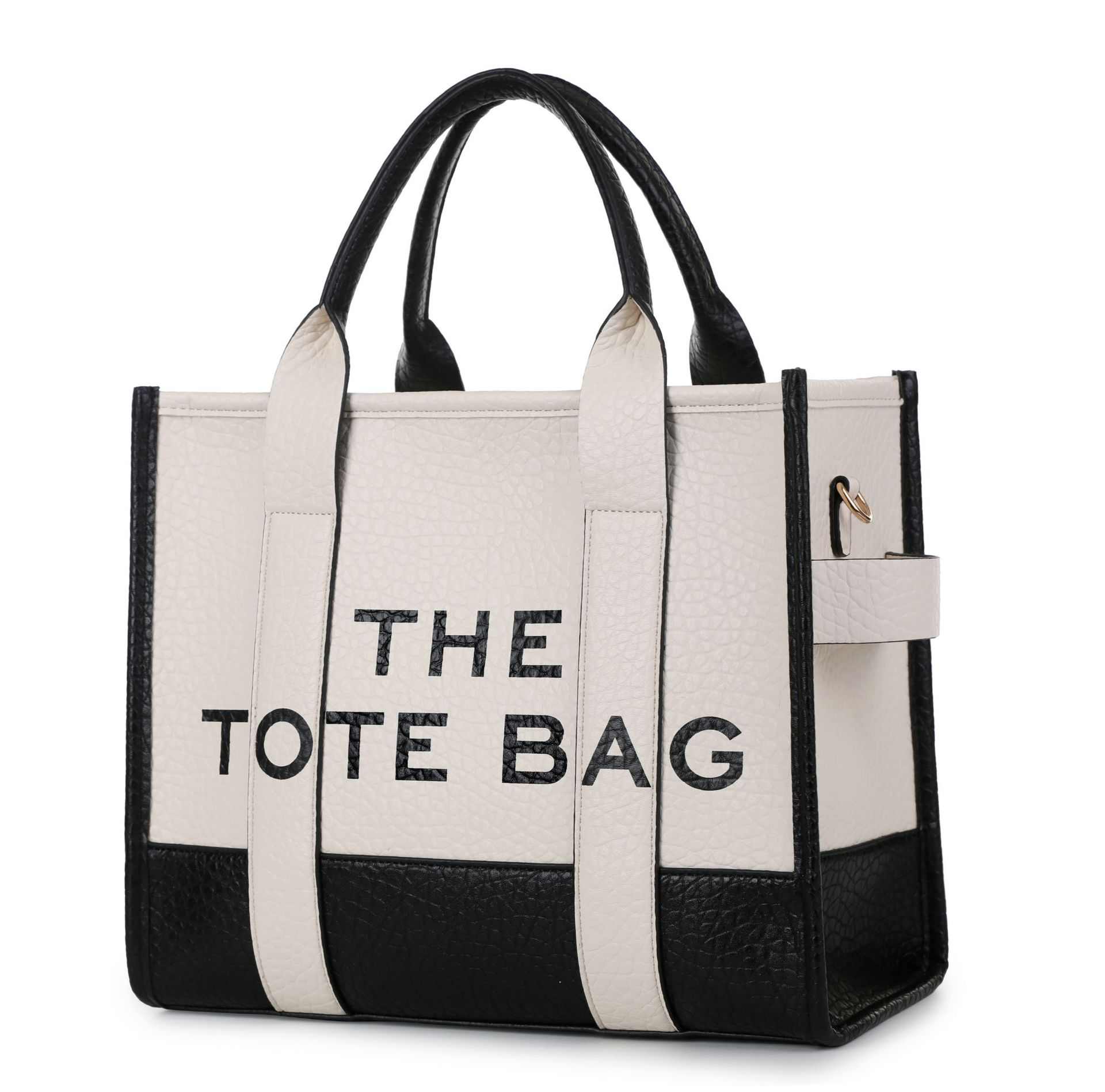 Trendy Two-Tone PU Leather Tote Handbag