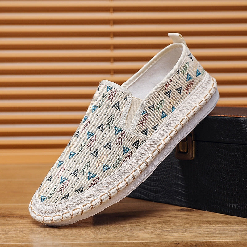 Men's Artistic Patterned Slip-On Canvas Loafers