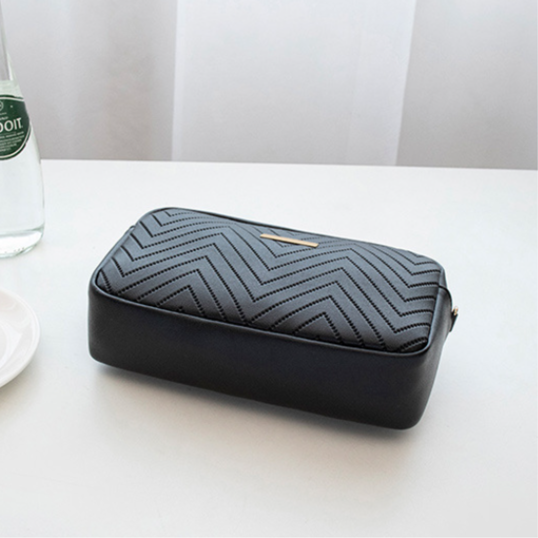 Wave Pattern Embroidered Camera Crossbody Bag