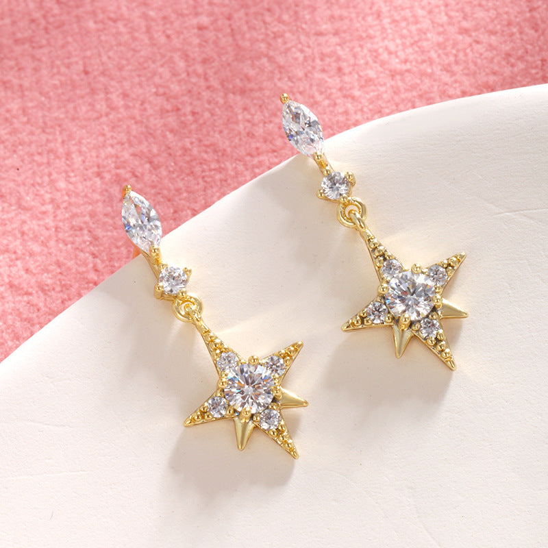 Zircon Star Long Earrings