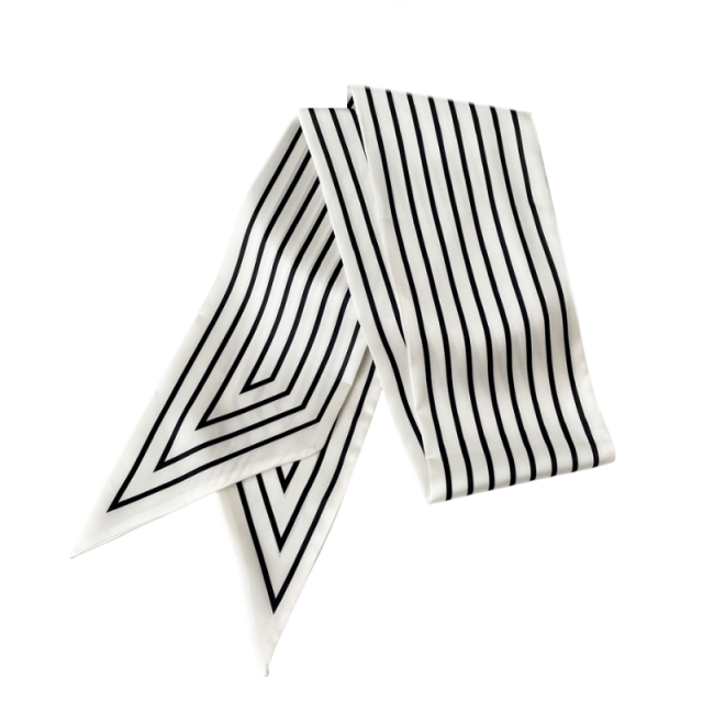 Black and White Ribbon Bag Scarf