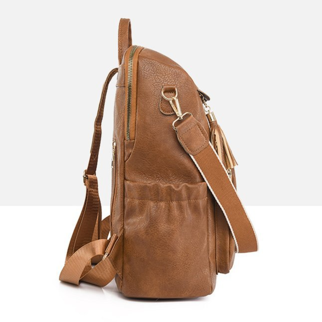 Retro Soft Leather Multi-Compartment Ladies Backpack