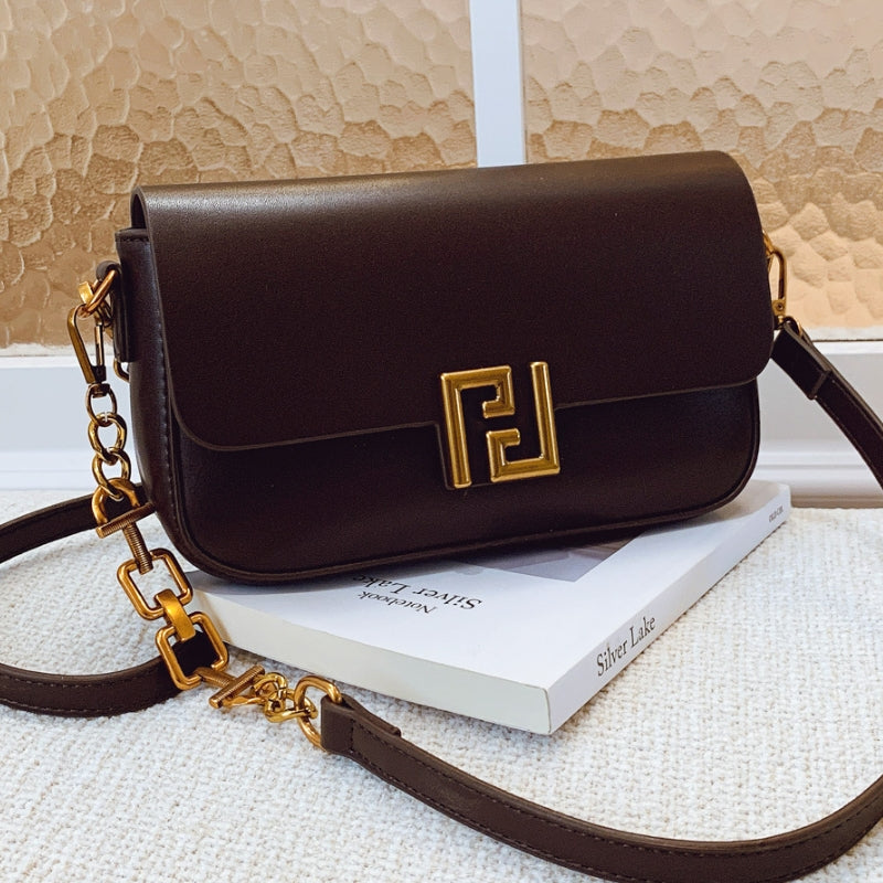 Women's Sleek Shoulder Bag with Chain Detail