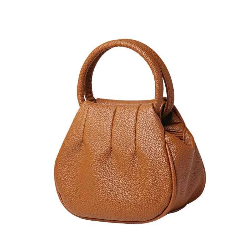 Sophisticated Ruched Handbag with Circular Top Handle