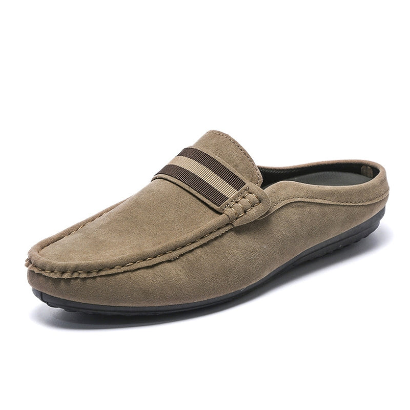 Men's Suede Finish Slip On Open Back Loafers
