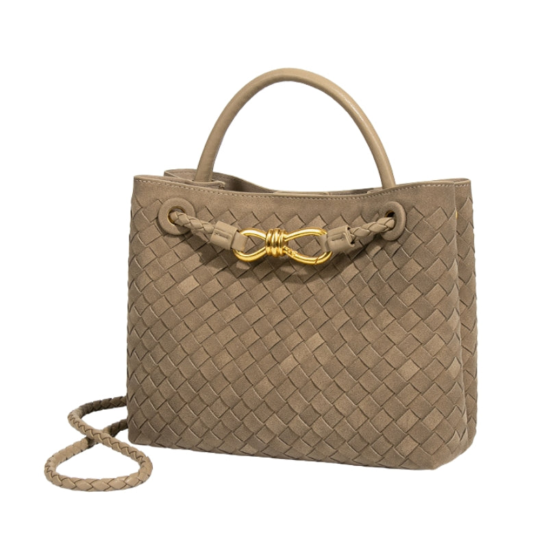 Retro Suede Woven Handbag