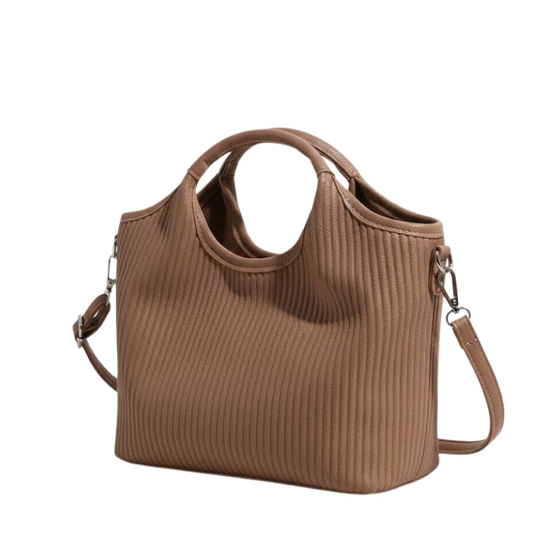 Versatile Ribbed Textured Handbag with Strap