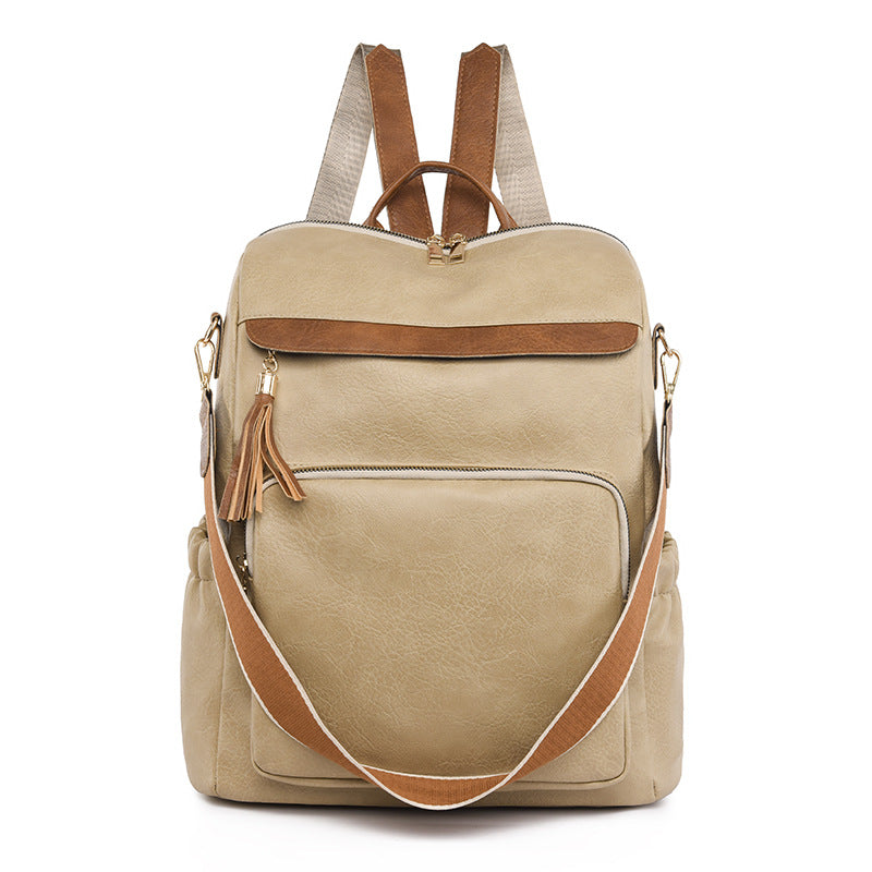 Retro Soft Leather Multi-Compartment Ladies Backpack