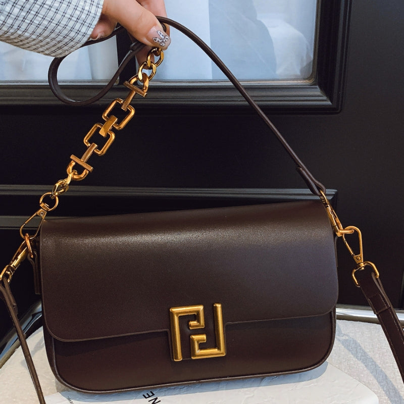 Women's Sleek Shoulder Bag with Chain Detail