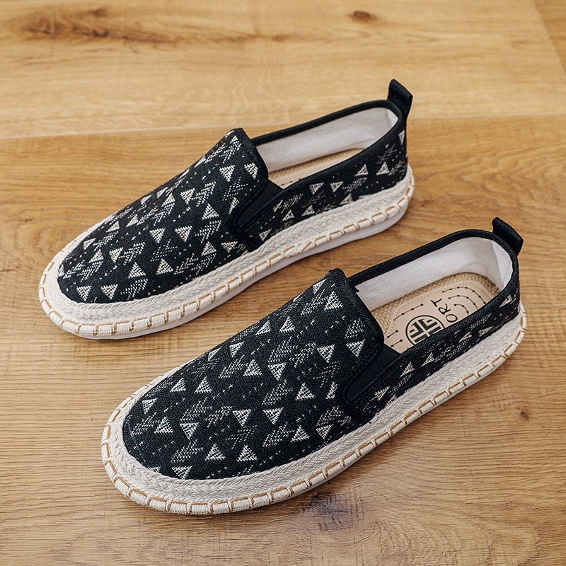 Men's Artistic Patterned Slip-On Canvas Loafers