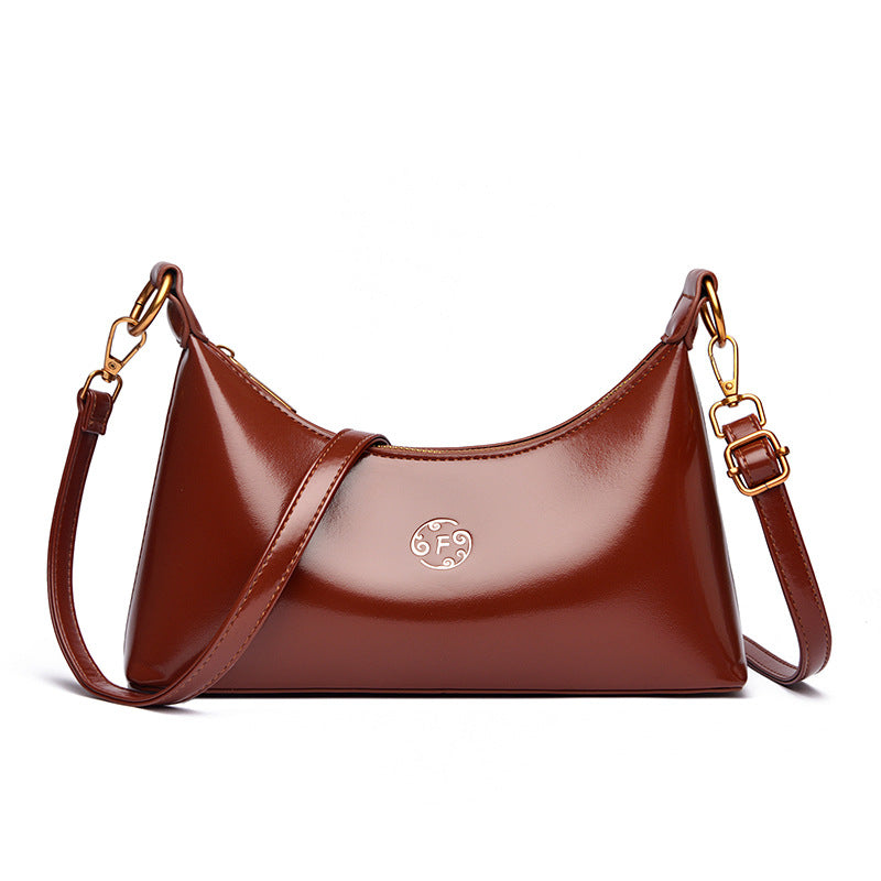 Celeste Patent Crescent Shoulder Bag