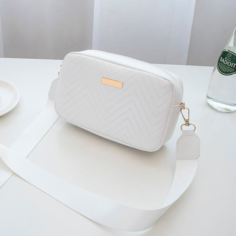 Wave Pattern Embroidered Camera Crossbody Bag