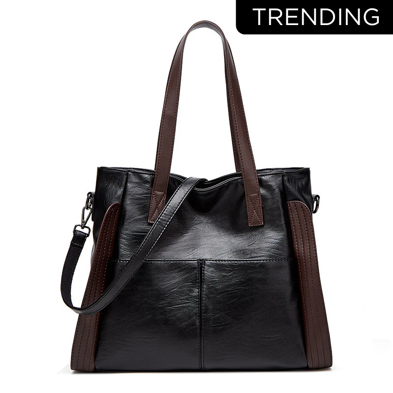 Soft Leather Large Capacity Fashion Tote Handbag