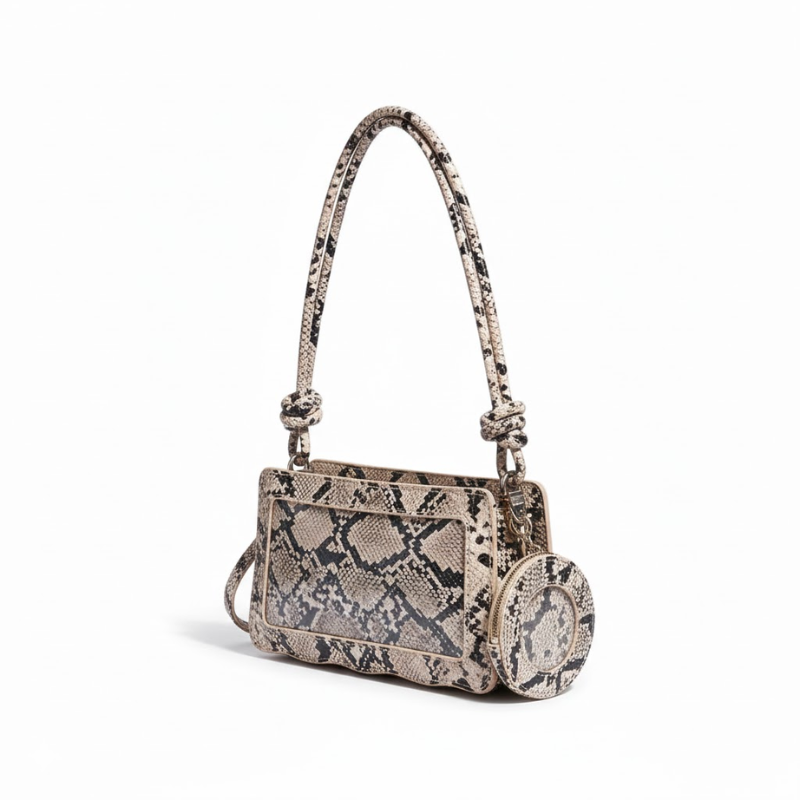 Serpent Embossed Shoulder Bag