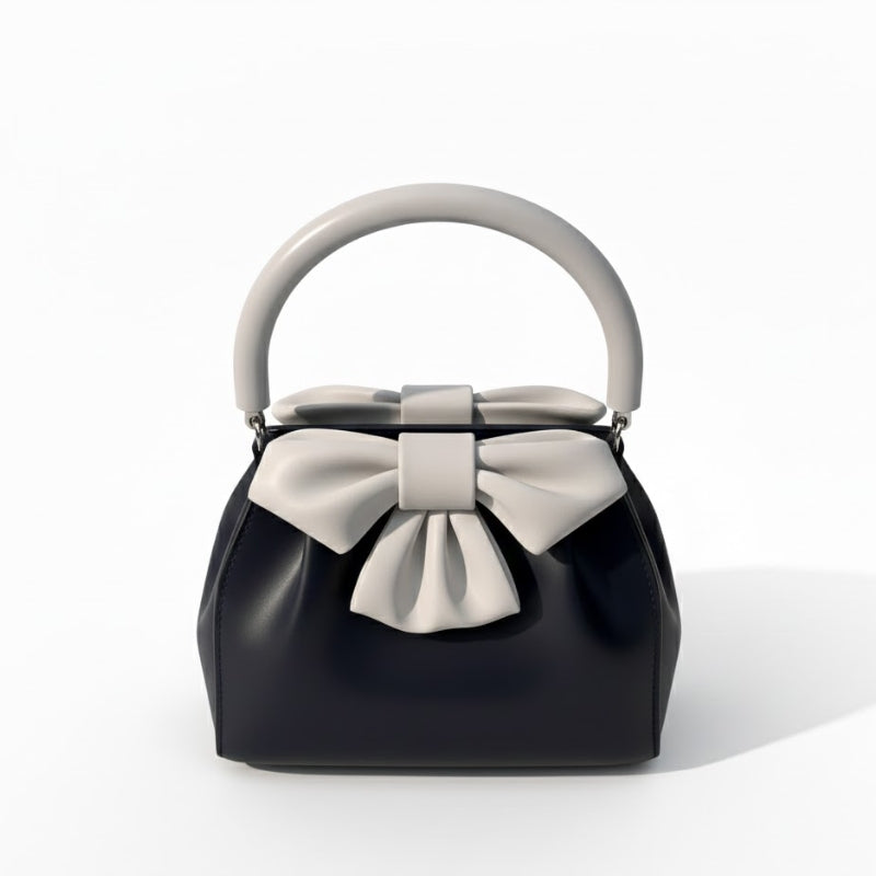 Elegant Bow Accent Handbag with Round Handle
