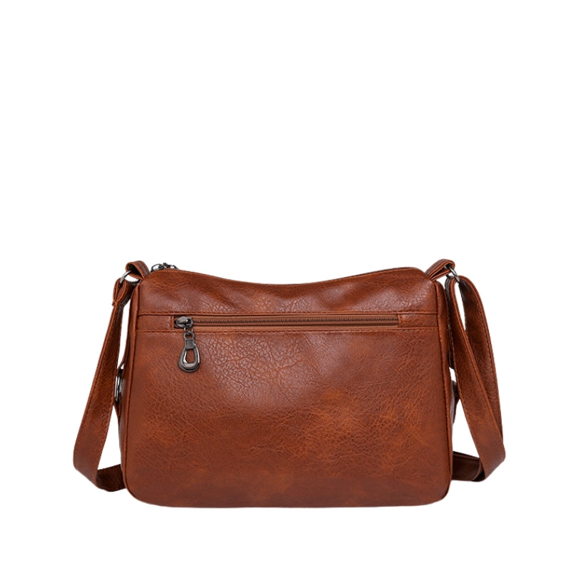 Vintage Inspired Multi-Zip Shoulder Bag