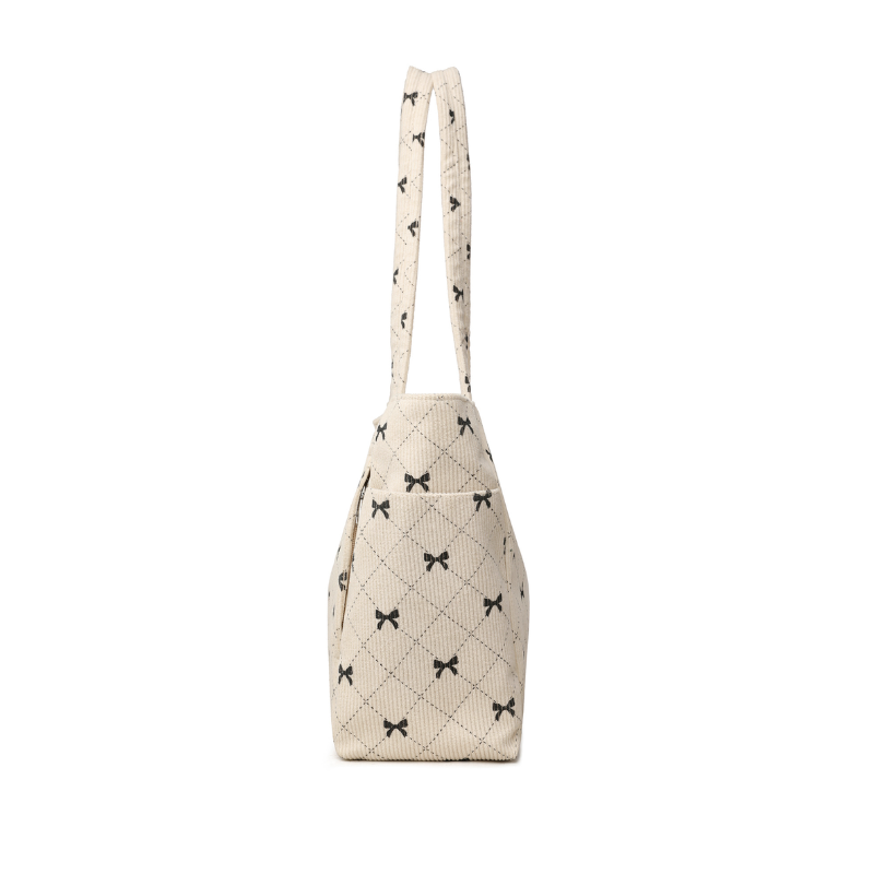 Quilted Bow Pattern Tote Bag