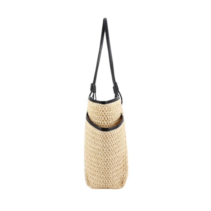 Multi Pocket Woven Shoulder Tote Bag