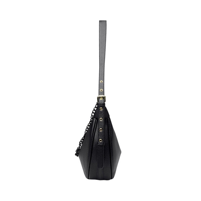 Chain Accented Crescent Shoulder Bag