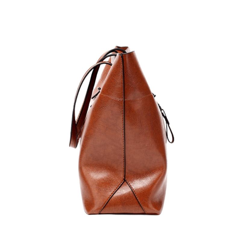 Women's Sophisticated Glossy Leather Look Tote Bag