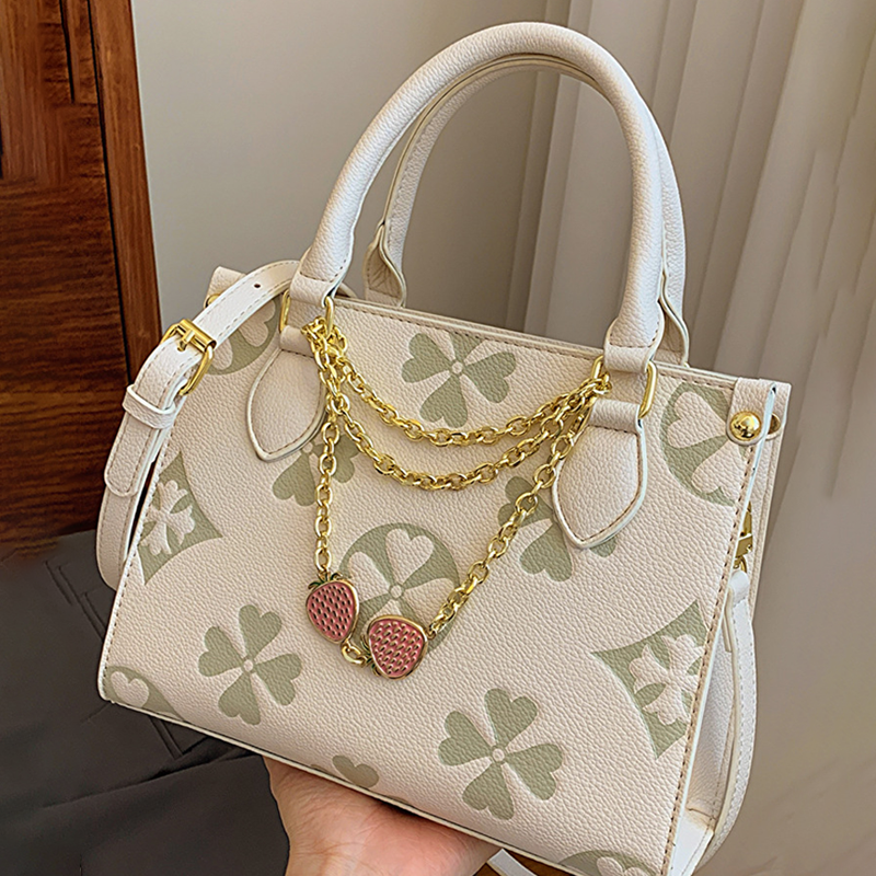 Retro Chain Print PVC Small Square Shoulder Tote