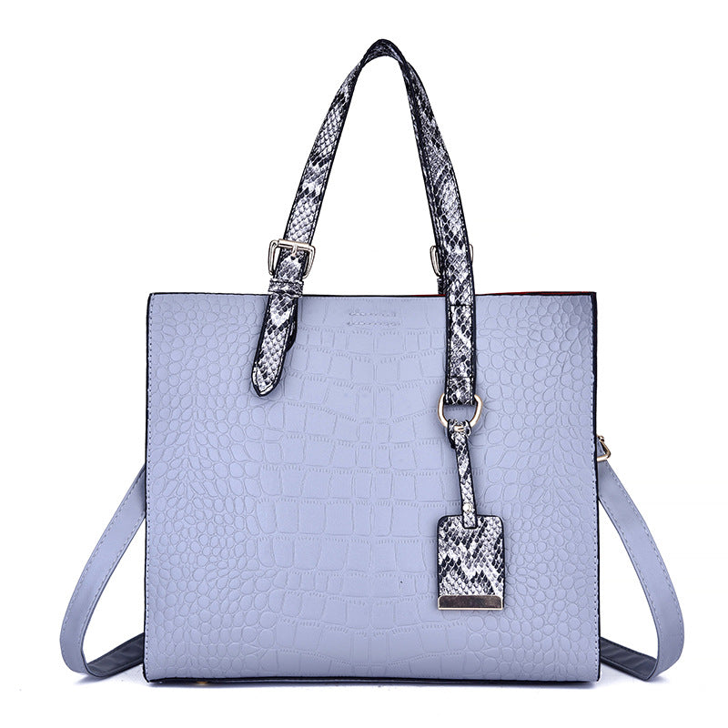 Crocodile Pattern Shoulder Handbag with Pendant