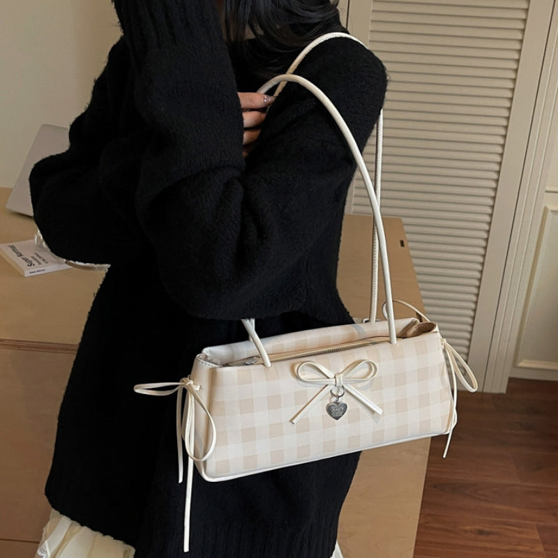 Structured Gingham Shoulder Bag