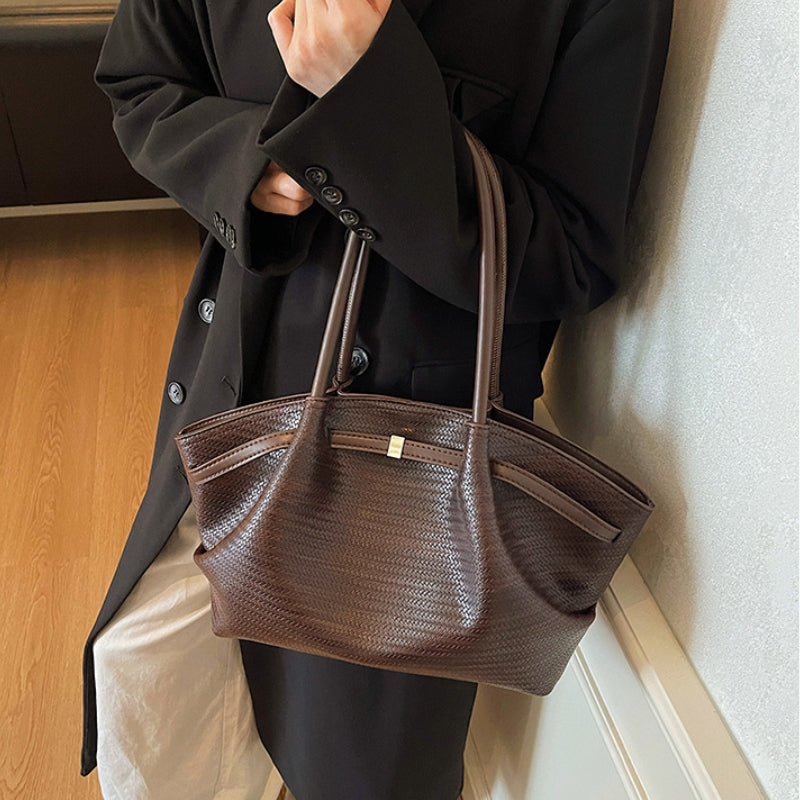 Woven Texture Winged Tote Bag with Slim Top Handles