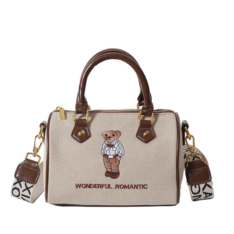 Modern Bear Embroidered Handbag