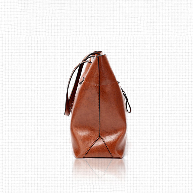 Simple Elegant Large Capacity PU Leather Tote Handbag