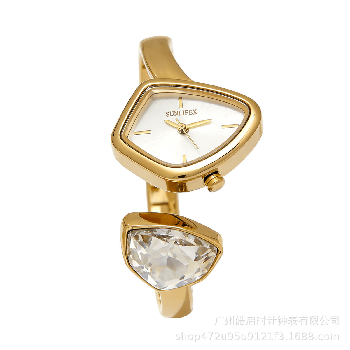 Crystal Curve Gold Bracelet Watch