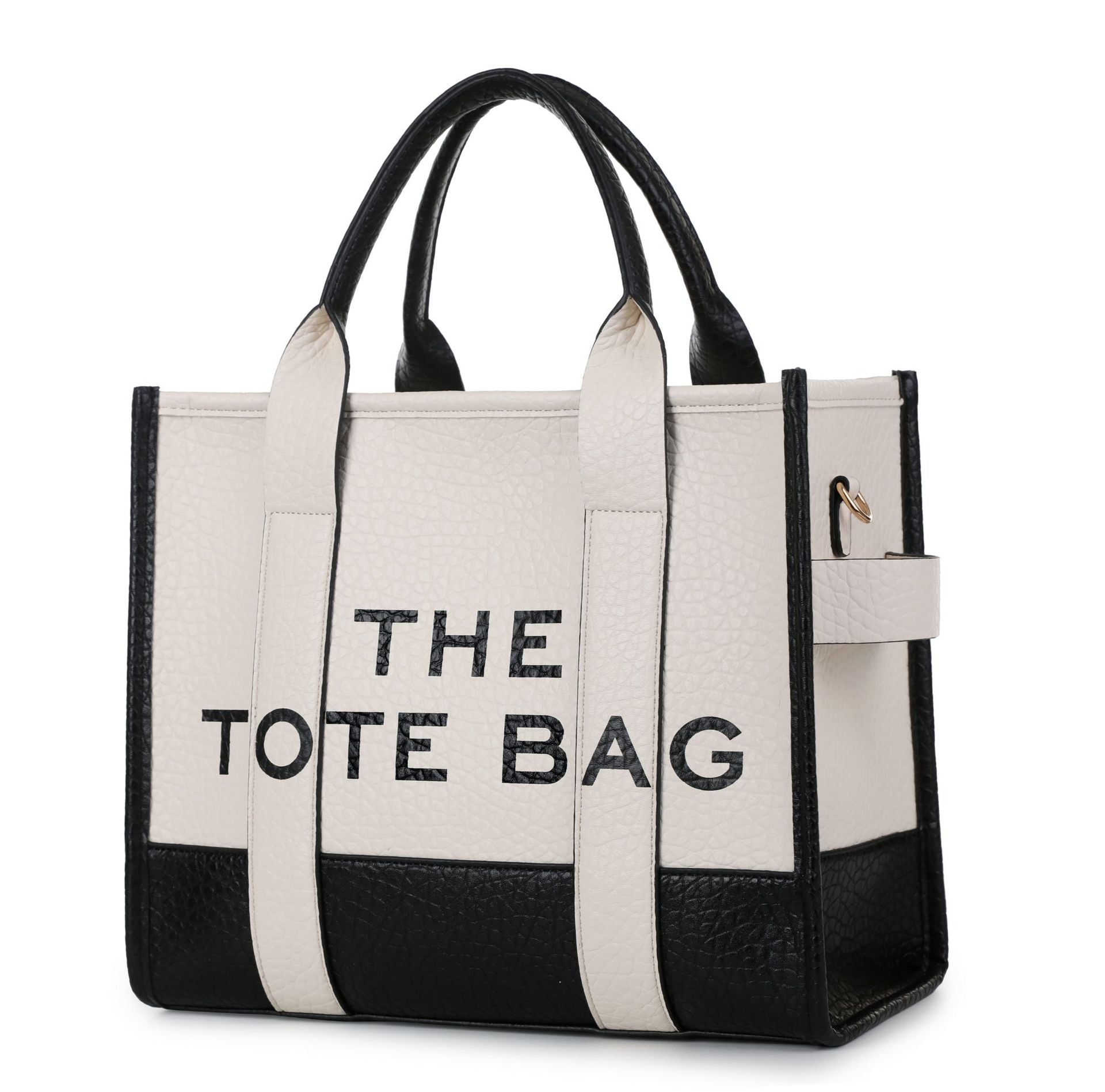 Trendy Two-Tone PU Leather Tote Handbag