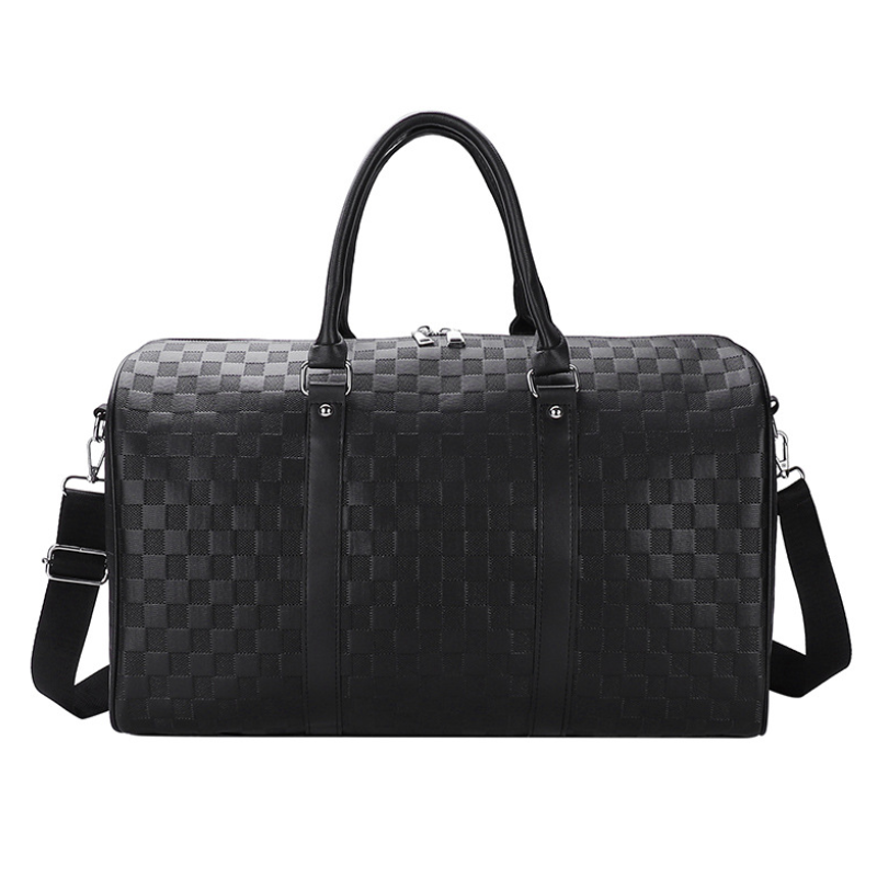 Plaid Embossed PU Leather Sports Travel Bag