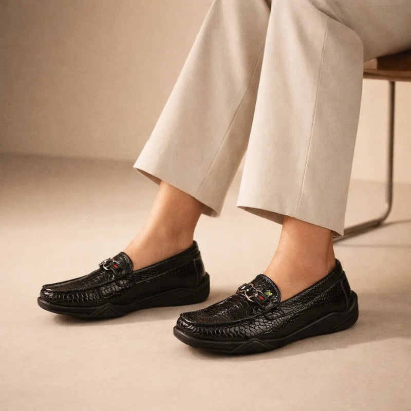 Men's Embossed Croc Skin Pattern Loafers