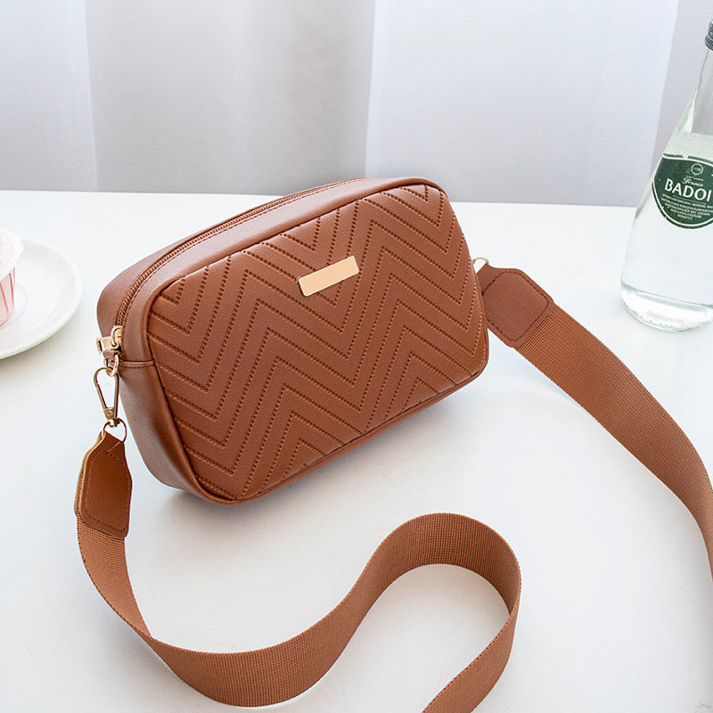 Wave Pattern Embroidered Camera Crossbody Bag