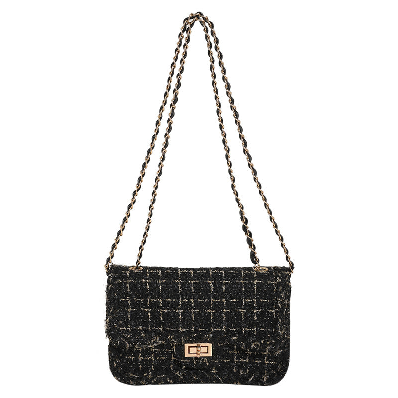 Elegant Tweed Chain Shoulder Bag