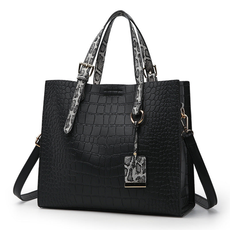 Crocodile Pattern  Shoulder Handbag with Pendant