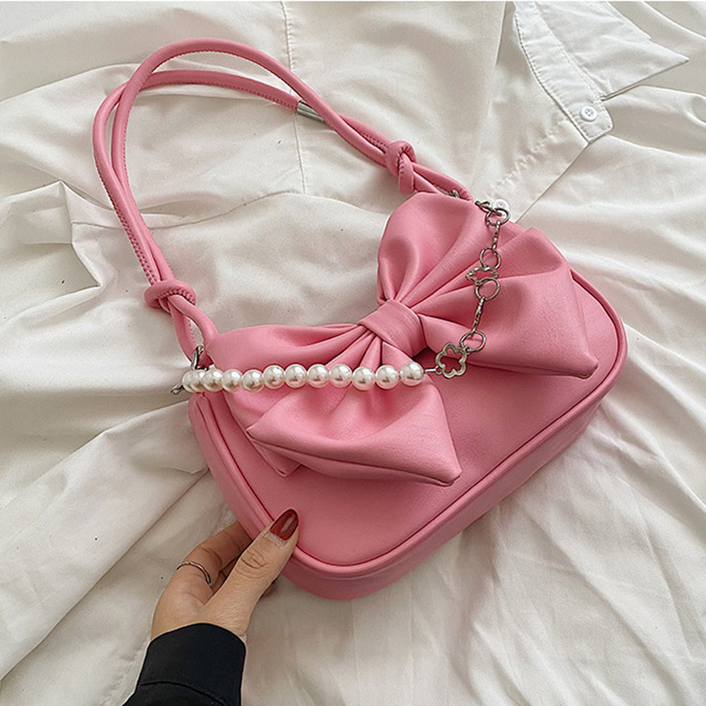Hot Girl Textured Mini Bow Underarm Shoulder Bag