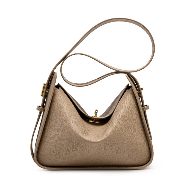 Lychee Textured Wide Strap Bucket Shoulder Bag
