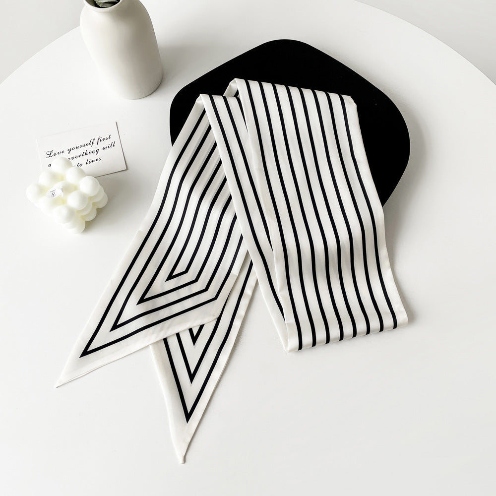 Black and White Ribbon Bag Scarf