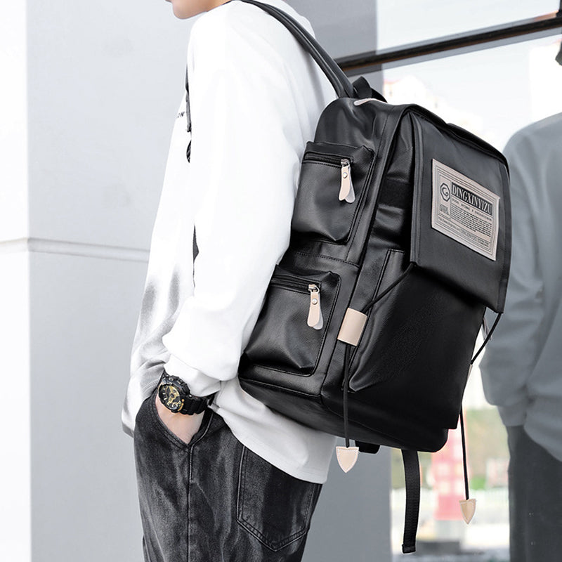 Kabinu PU Leather Travel and School Laptop Backpack